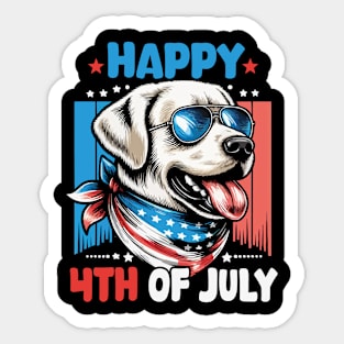 Patriotic American Labrador Retriever Happy 4th of July Sticker
